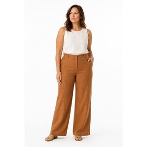& Other Stories Los Angeles Atelier Brown 100% Linen Wide Leg Pants Womens 12
